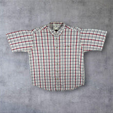 Load image into Gallery viewer, Vintage Orvis Shirt L Burgundy Navy Plaid 100% Cotton Short Sleeve
