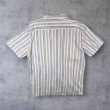 Load image into Gallery viewer, Levi's White Blue Striped Short Sleeve Open Collar Shirt
