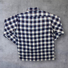 Load image into Gallery viewer, Vintage Friendship Navy White Red Plaid Check Long Sleeve Flannel Shirt
