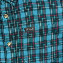Load image into Gallery viewer, Columbia Mens Medium Teal Plaid Check Long Sleeve Shirt Outdoor Casual M
