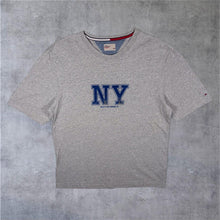 Load image into Gallery viewer, Tommy Hilfiger Denim "NY" Felt Graphic Grey Cotton Short Sleeve T-Shirt
