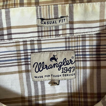 Load image into Gallery viewer, Wrangler "Casual Fit" White Beige Brown Plaid Check Long Sleeve Cotton Shirt
