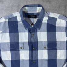 Load image into Gallery viewer, Crafted By Lee Blue White Plaid Check Long Sleeve Cotton Shirt
