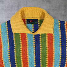 Load image into Gallery viewer, Vintage 90s Multicolour Striped Terry Knit Polo Jumper Small S Damas Retro

