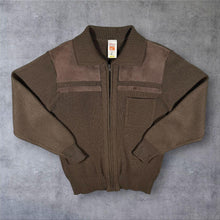 Load image into Gallery viewer, Vintage St Michael M&amp;S Brown Suede Trim Zip Cardigan 36 Small Made in UK 70s

