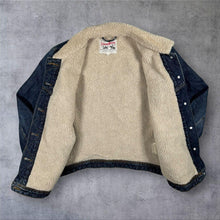 Load image into Gallery viewer, Lee Storm Rider Denim Jacket Mens M Blue Sherpa Lined Trucker Western Workwear
