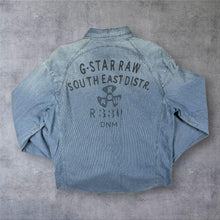 Load image into Gallery viewer, G-Star Raw Faded Blue Denim Spellout Graphic Streetwear Long Sleeve Shirt
