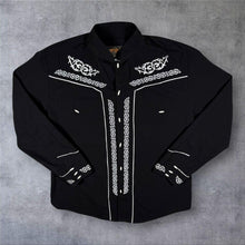 Load image into Gallery viewer, Vintage El General Mexican Western Black White Long Sleeve Charro Shirt
