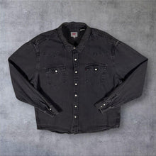 Load image into Gallery viewer, Levi's XL Washed Black Denim Western Shirt Pearl Snap Cowboy Red Tab
