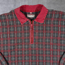 Load image into Gallery viewer, Vintage 90's John F. Gee Red Grey Check 1/4 Zip Pullover Cotton Shirt
