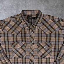 Load image into Gallery viewer, Vintage Mariscal Western Cowboy Brown Multi Check Long Sleeve Popper Shirt
