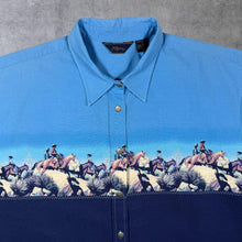 Load image into Gallery viewer, Vintage Roper Cowboy Western Rodeo Blue Cotton Short Sleeve Shirt
