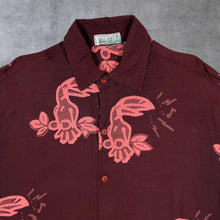 Load image into Gallery viewer, Vintage Nanda Collection Hawaiian Pattern Burgundy Maroon Short Sleeve Shirt
