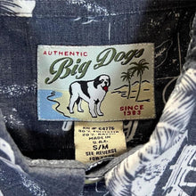 Load image into Gallery viewer, Vintage Big Dogs Hawaiian Aloha Shirt S/M L Grey White All Over Print
