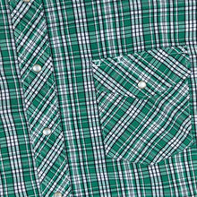 Load image into Gallery viewer, Vintage Wrangler "Western Shirts" Green Plaid Check Cowboy Popper Short Sleeve Shirt
