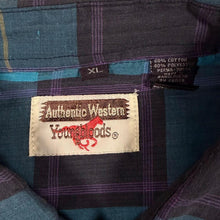 Load image into Gallery viewer, Vintage Youngbloods Western Cowboy Teal Multi Check Long Sleeve Popper Shirt
