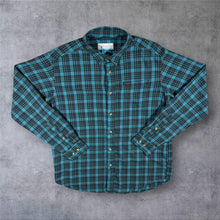 Load image into Gallery viewer, Columbia Mens Medium Teal Plaid Check Long Sleeve Shirt Outdoor Casual M
