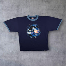 Load image into Gallery viewer, Vintage Six Flags Killer Whale Tourist Wildlife Graphic Navy Blue Ringer Cotton T-Shirt
