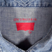 Load image into Gallery viewer, Levis Western Denim Shirt Womens L Light Blue Wash Red Tab Long Sleeve Cowboy
