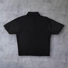 Load image into Gallery viewer, Early 00's Clockhouse Goth Y2K Tribal Motif Black Polyester Short Sleeve Shirt
