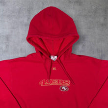 Load image into Gallery viewer, NFL Team Apparel San Francisco 49ers Football Embroidered Spellout Red Hoodie
