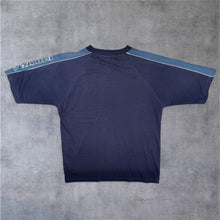 Load image into Gallery viewer, Vintage 90's Bukta Mini Logo Faded Navy Blue V-Neck Cotton Short Sleeve T-Shirt
