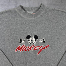 Load image into Gallery viewer, Vintage Mickey Inc. Disney "Mickey" Embroidered Grey Fleece Sweatshirt
