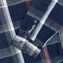Load image into Gallery viewer, Wrangler Mens Shirt M Navy Multi Plaid Check Long Sleeve Western Workwear
