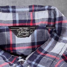 Load image into Gallery viewer, Vintage Salt Valley Western Cowboy Blue White Red Check Long Sleeve Popper Shirt

