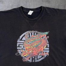 Load image into Gallery viewer, Early 00's Gothic Biker Tattoo Tribal Dragon Graphic Black T-Shirt
