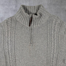 Load image into Gallery viewer, Mantaray Cable Knit Style Merino Wool Grey 1/4 Zip Knit Jumper
