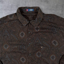 Load image into Gallery viewer, Vintage New Man Abstract Paisley Patterned Brown Long Sleeve Shirt
