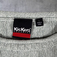 Load image into Gallery viewer, Kickers Classics Embroidered Spellout Grey Cotton Acrylic Cable Knit Jumper
