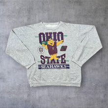 Load image into Gallery viewer, Vintage 1991 Ohio State Fred Flintstone Sweatshirt Small Eureka Hanna Barbera 90s
