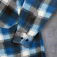 Load image into Gallery viewer, Vintage Mens Blue Plaid Flannel Shirt M 39/40 100% Cotton Check Workwear Grunge

