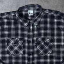 Load image into Gallery viewer, Vintage CXS Grey White Mix Plaid Check Long Sleeve Cotton Flannel Shirt
