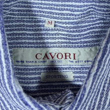 Load image into Gallery viewer, Vintage 90's Cavori "Sporting" Blue White Patterned Striped Long Sleeve Button-Up Shirt
