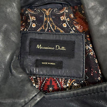 Load image into Gallery viewer, Massimo Dutti Leather Biker Jacket Distressed Black Quilted Moto Y2K
