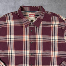 Load image into Gallery viewer, Wrangler Western Burgundy Plaid Check Cotton Long Sleeve Shirt
