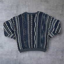 Load image into Gallery viewer, Vintage 90s Via Europa 3D Knit Jumper Mens L Cotton Acrylic Abstract Blue
