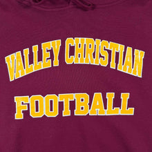 Load image into Gallery viewer, Jerzees Valley Christian Football Hoodie Burgundy Gold USA American Sportswear
