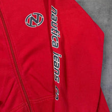 Load image into Gallery viewer, Nautica Jeans Co. "NJC" Big Logo Spellout Graphic Red Zip Hoodie
