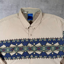 Load image into Gallery viewer, Vintage Roper Cowboy Western Aztec Pattern Cream Long Sleeve Button-Down Shirt

