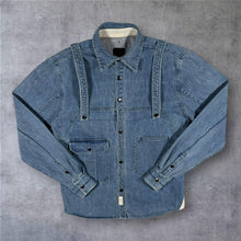Load image into Gallery viewer, Etienne Ozeki Vintage Y2K Blue Denim Worker Jacket Shirt M Utility Strap 00s
