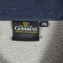Load image into Gallery viewer, Guinness Mens 2XL Fleece Rugby Shirt Navy Grey Striped Beer Pullover
