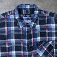 Load image into Gallery viewer, Vintage Speed.A Blue Red White Plaid Check Long Sleeve Cotton Flannel Shirt
