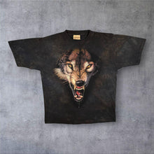 Load image into Gallery viewer, Vintage The Mountain Wolf Animal Wildlife Graphic Black Grey Brown Tie Dye Cotton T-Shirt
