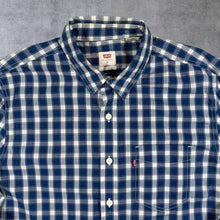 Load image into Gallery viewer, Levi's "Slim" Blue White Plaid Check Long Sleeve Shirt
