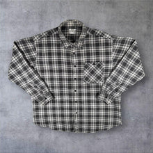 Load image into Gallery viewer, Y2K New Roads Flannel Shirt XXL 2XL Black Grey Check 100% Cotton Grunge

