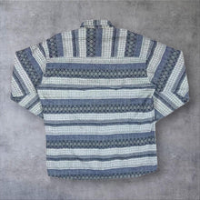 Load image into Gallery viewer, Vintage 90's Grey Blue Patterned Striped Long Sleeve Flannel Shirt
